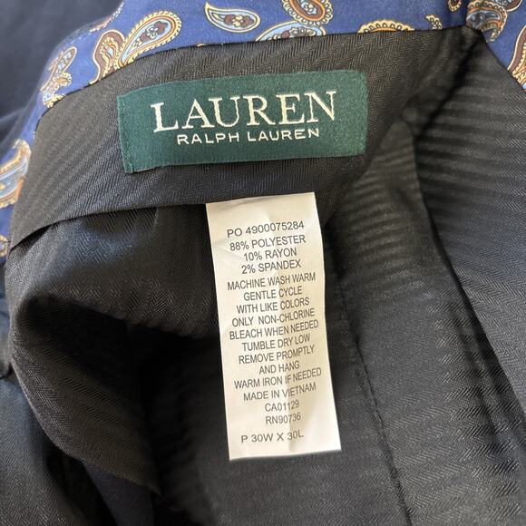 Lauren Ralph Lauren Mens Ultraflex Dress Pants 30X30 Blue Classic Fit Stretch - Picture 6 of 8